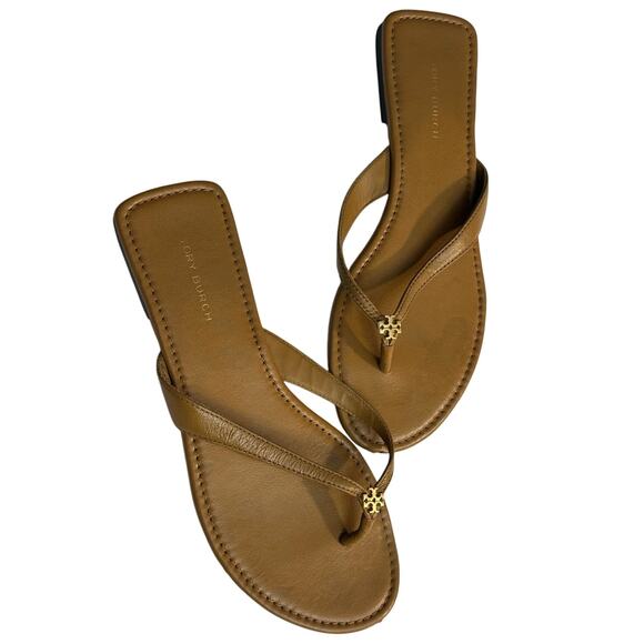 Tory Burch Shoes - Tory Burch Classic Flip Flop Caramel Corn Brown Leather size 6
